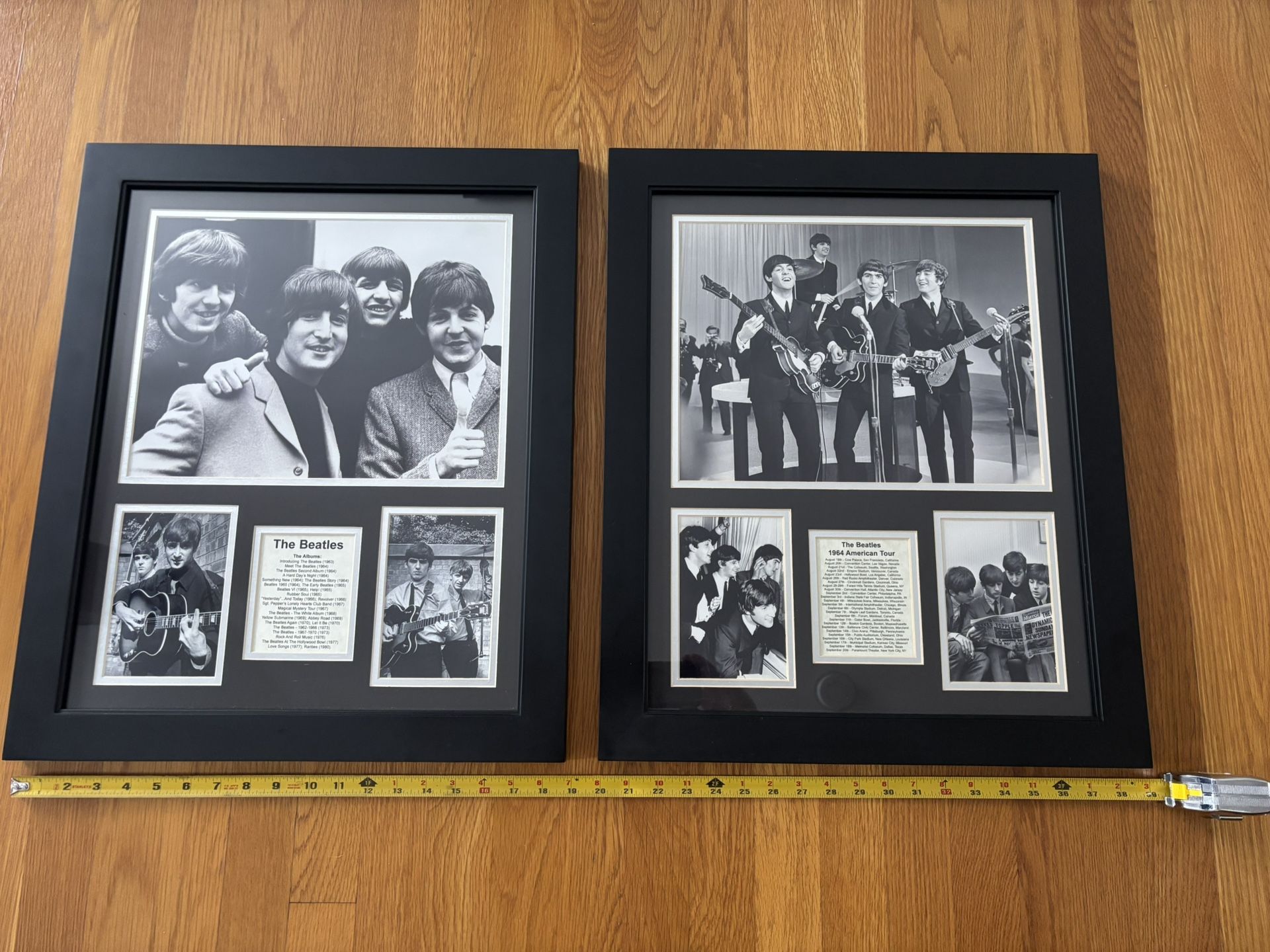 Beatles Quality, Well Made And Professionally Framed (Solid Wood) Tribute Honoring Their Albums And 1964 Tour. Absolute Perfection Condition.