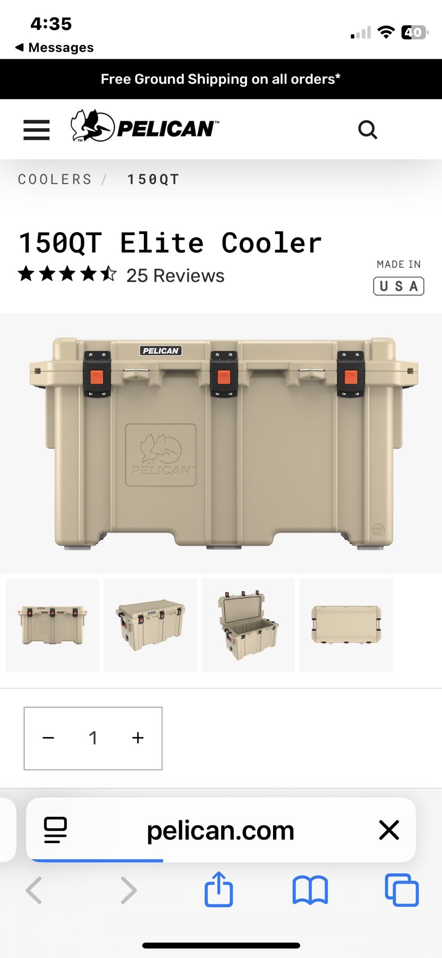 Pelican Elite 150 Qt Cooler Ice Chest