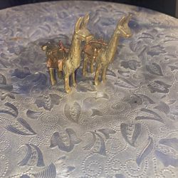 2 Vintage Brass Llama Figurine