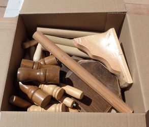 Crafters Box of Wooden Pieces Crafts Wood Working
