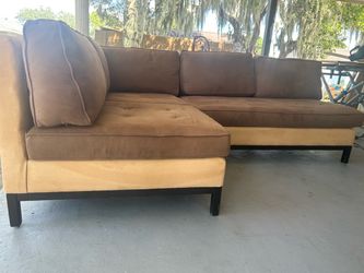 Brown Microsuede Sectional Sofa with Chaise