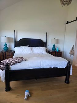 California king black wood bed frame