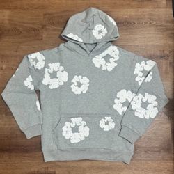 Grey Denim Tear Hoodie 
