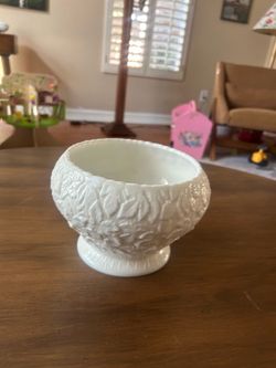 White Milk Glass Footed Bowl