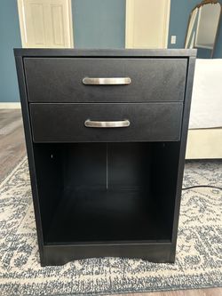 Black Nightstand with Outlet