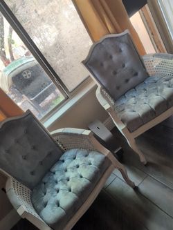 Vintage blue velvet chairs