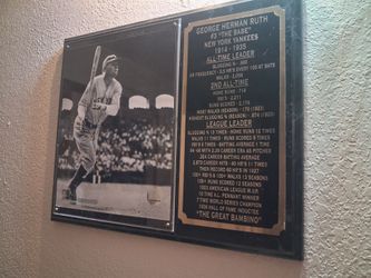 BABE RUTH NEW YORK YANKEES FRAMED WALL DISPLAY — $75 OBO