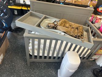 Crib, mattress, changing table, etc