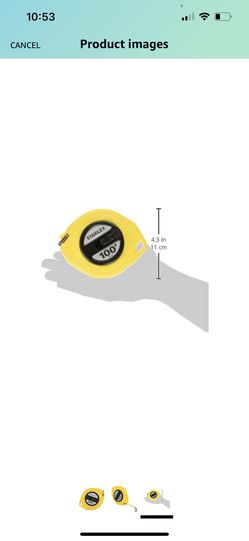 Long Tape Measure, 1/8 Graduations, 100ft, Yellow, Sold as 1 Each