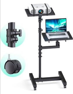 Projector Stand Tripod: 2 Shelves Mobile Laptop Cart Adjustable Height 45 to