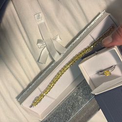 Fancy Yellow Silver Ring And Bracelet