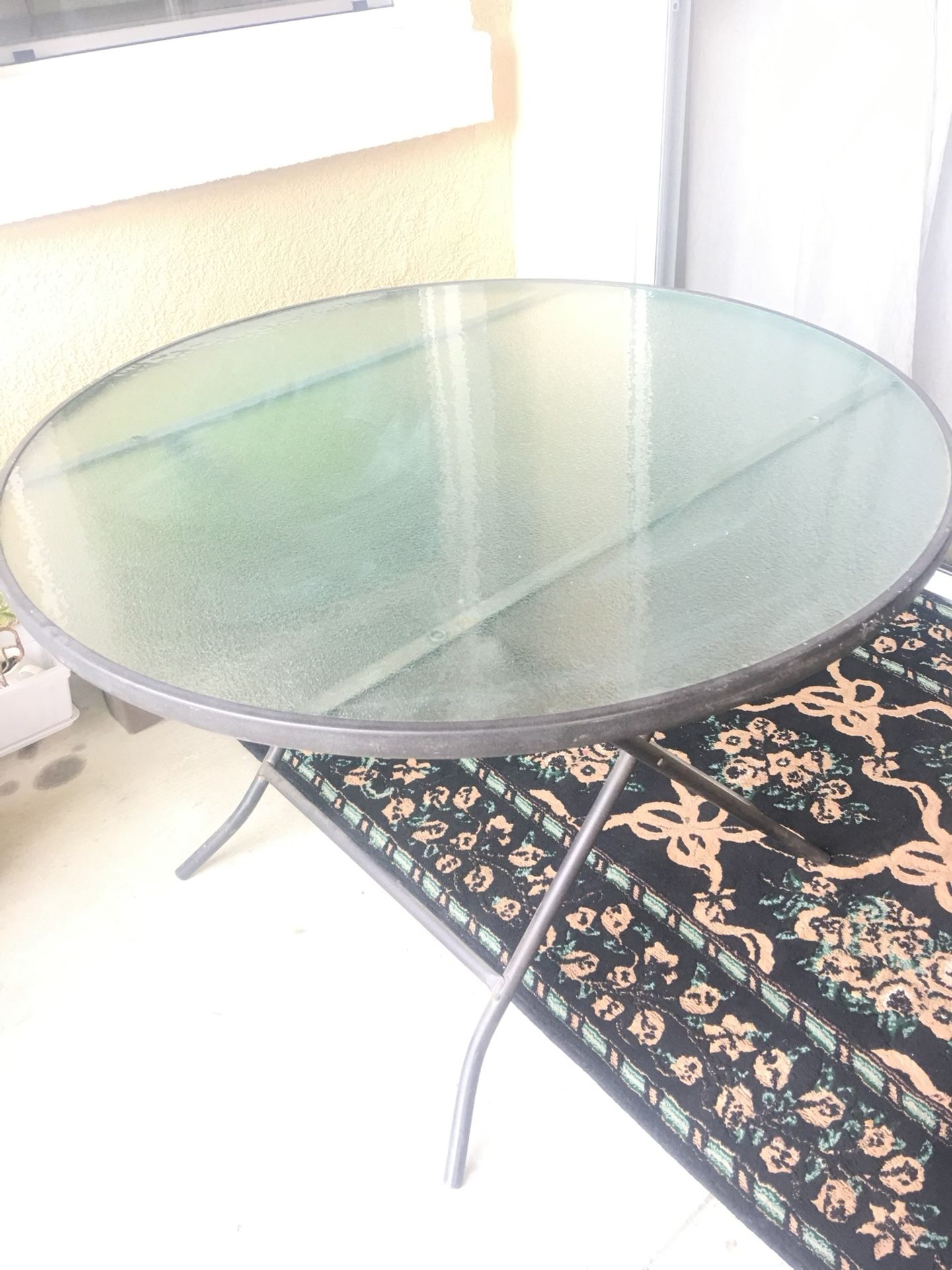 Patio Foldable Round Glass Top Table
