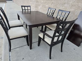 Dark Wood Dining Table with 6 Chairs
