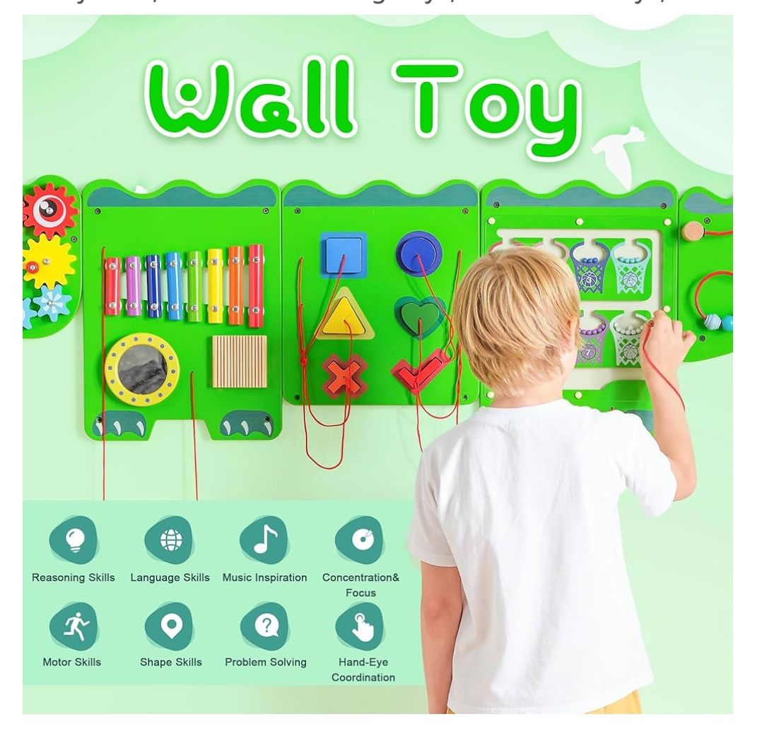 Crocodile Sensory Toys Activity Wall Panels, Educational Montessori Busy Board for Toddlers 18m+, Activity Cube - Sensory Wall, Wooden Learning Toys,