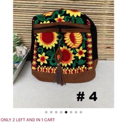 Mexican backpack with floral embroidery