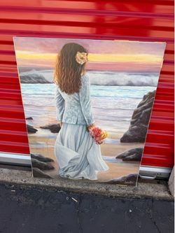 Large 24” x 36” Susan Rios Beach Sunset Canvas Wall Art Romantic Coastal Painting