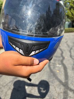 the brand is Dot it’s a biker helmet the size is a XL and the color is blue