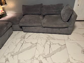 Gray Corduroy Sectional Sofa