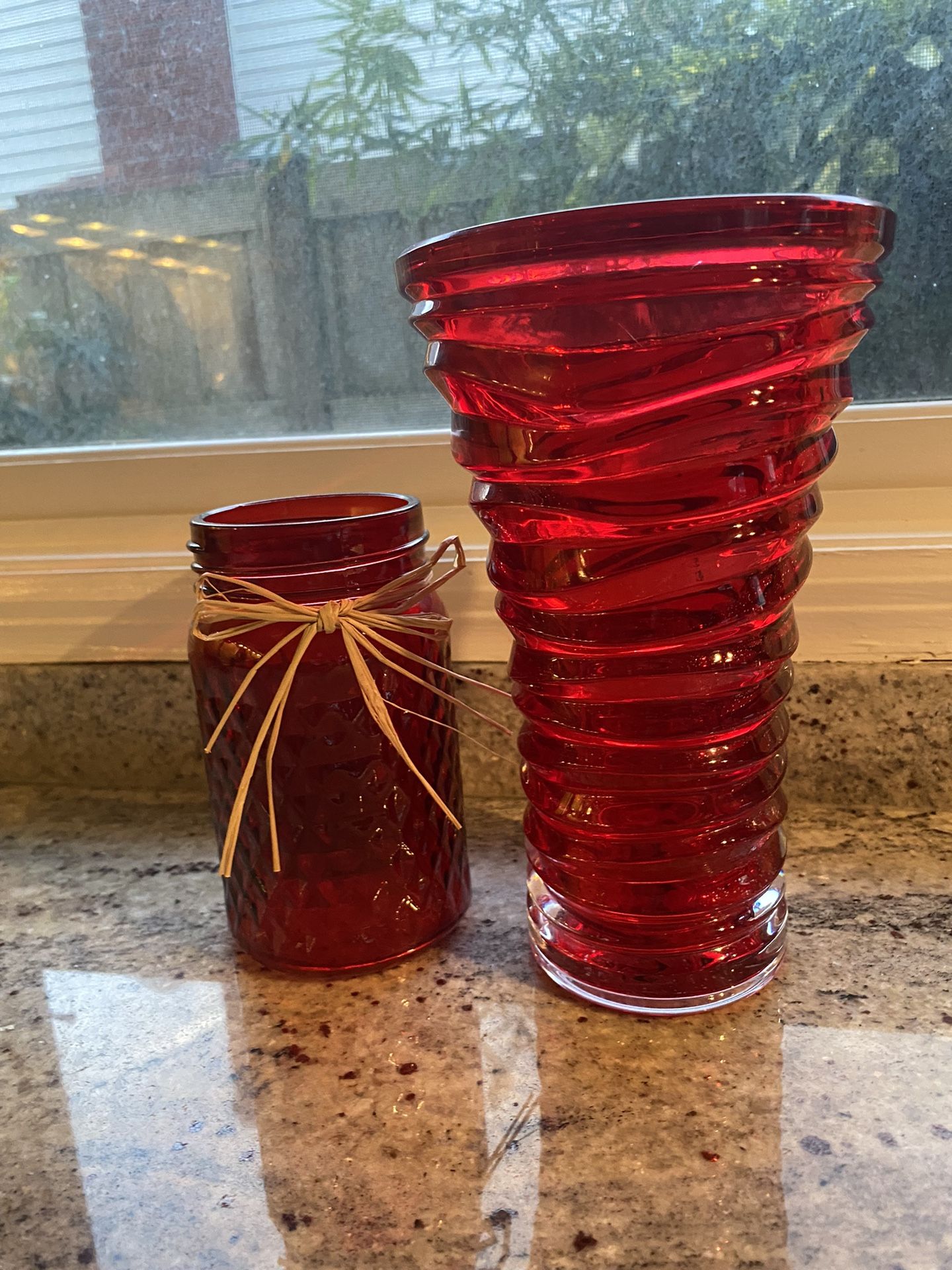 2 Red Vases  Decor - Both $12