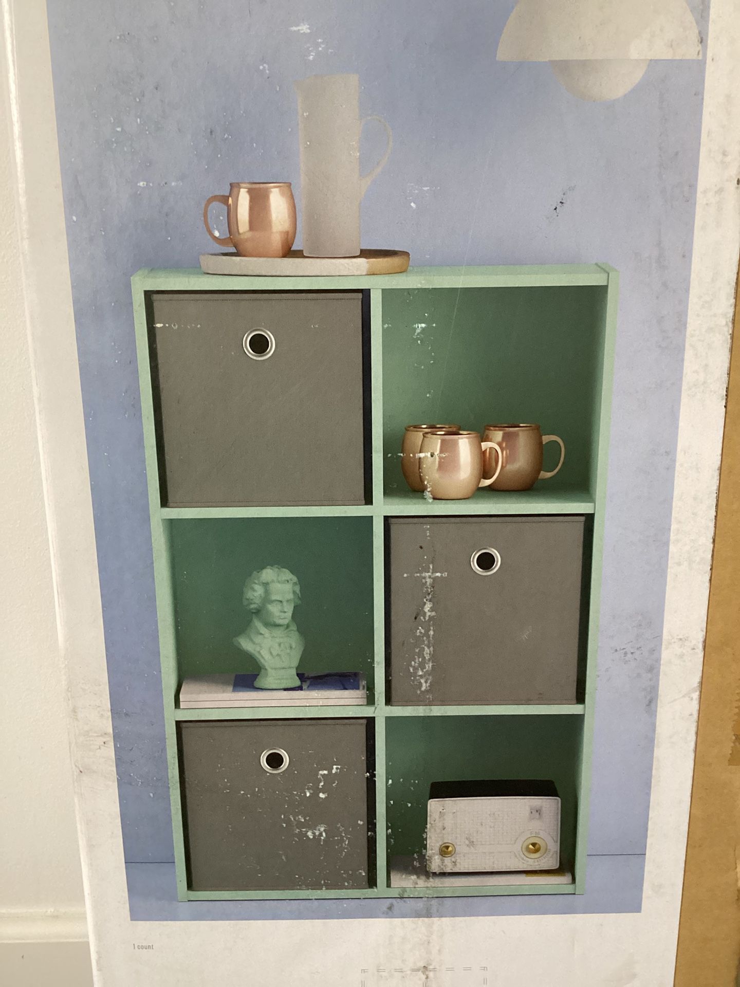 Room Essentials 6Cube Organizer Shelf 11" Mint Color (Assembly