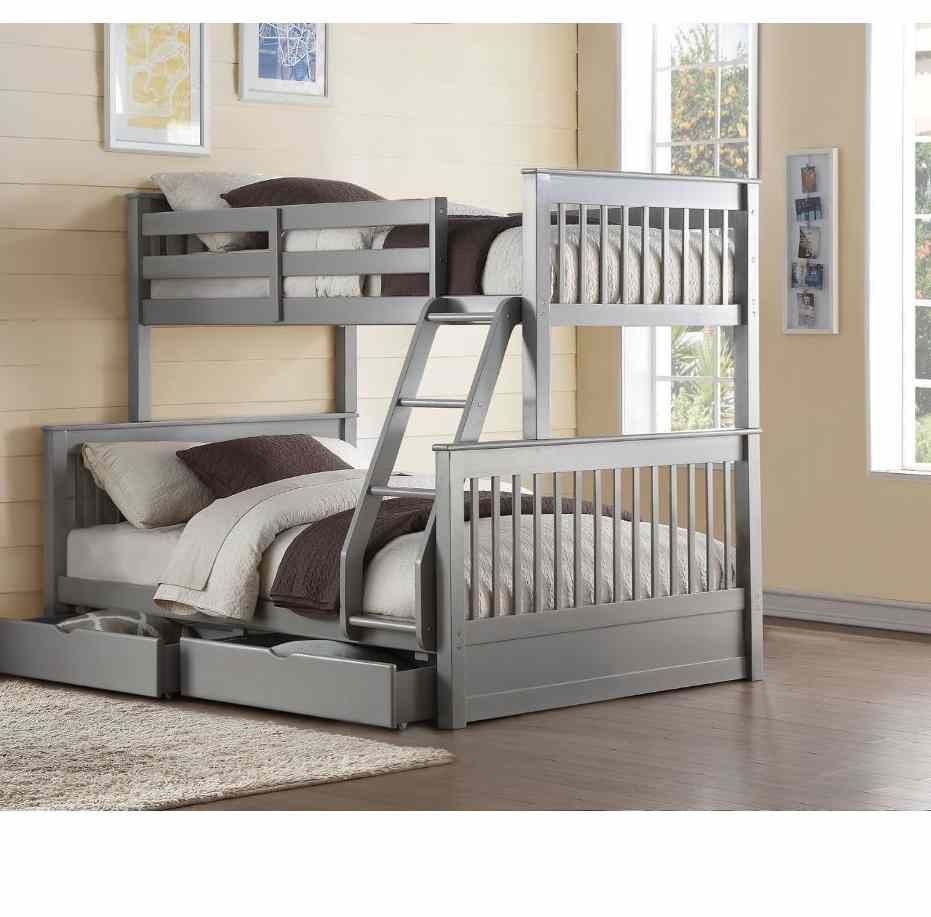 Twin/Full Bunk Bed w/2 Drawers - 37755 - Gray CN4