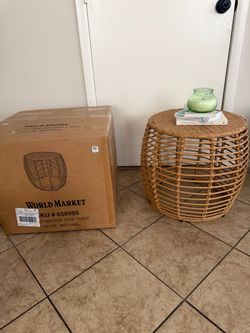 2 for $120 NEW! Open Weave Drum Side Tables
