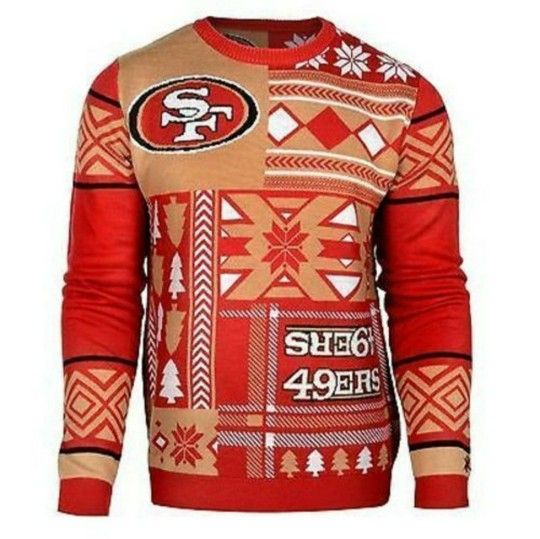 FOCO NFL San Francisco 49ers Patches Ugly Sweater Small