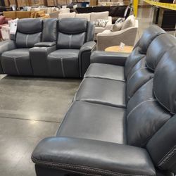 New Recliner Sofa And Loveseat With Chargers 