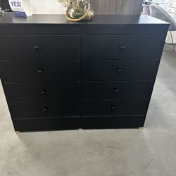 Black 8- Drawer Compressed Wood Dresser