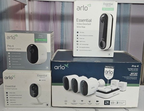 Arlo Pro 4 Security Camera System Bundle With Video Doorbell