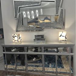 Buffet mirrored table and wall mirror ( set ) 