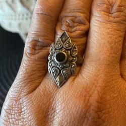 Vintage Marcasite Onyx Ring