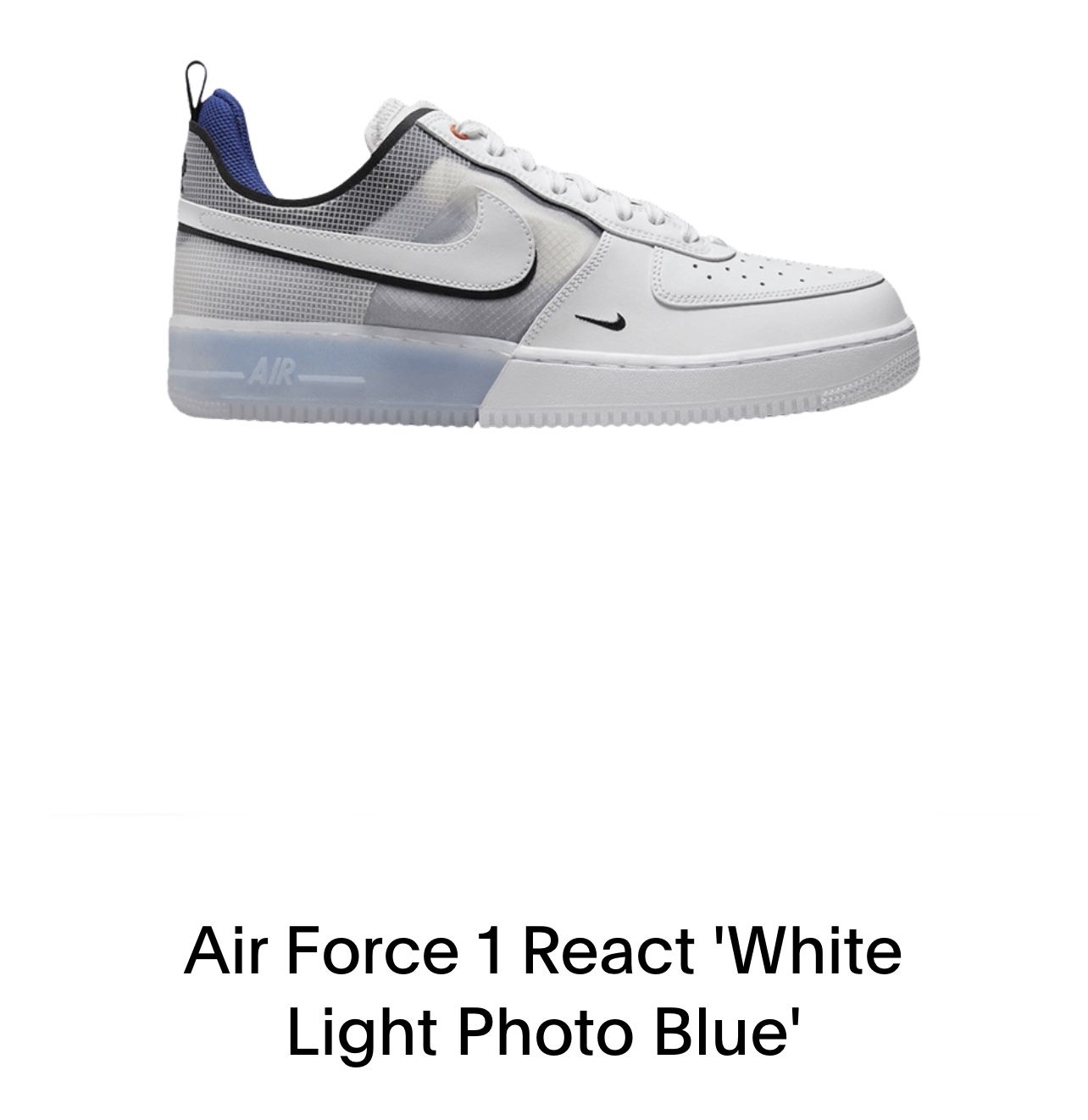 NIKE AIR FORCE 1 REACT DH7615 101 MEN SIZE 10.5 WMNS 12
