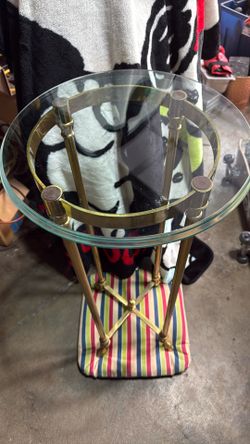 Brass And Glass Hooved Table