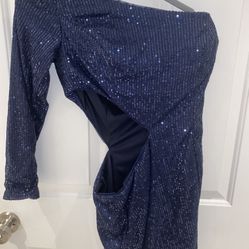 NWOT  Navy Blue Homecoming Wedding Dress Sequined Wedding 
