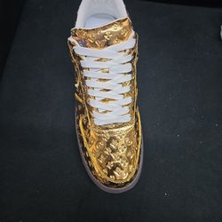 Gold And Brown Men Sneaker 