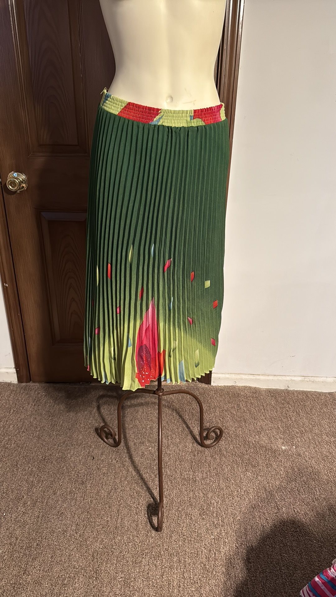 Green Pleated Skirt