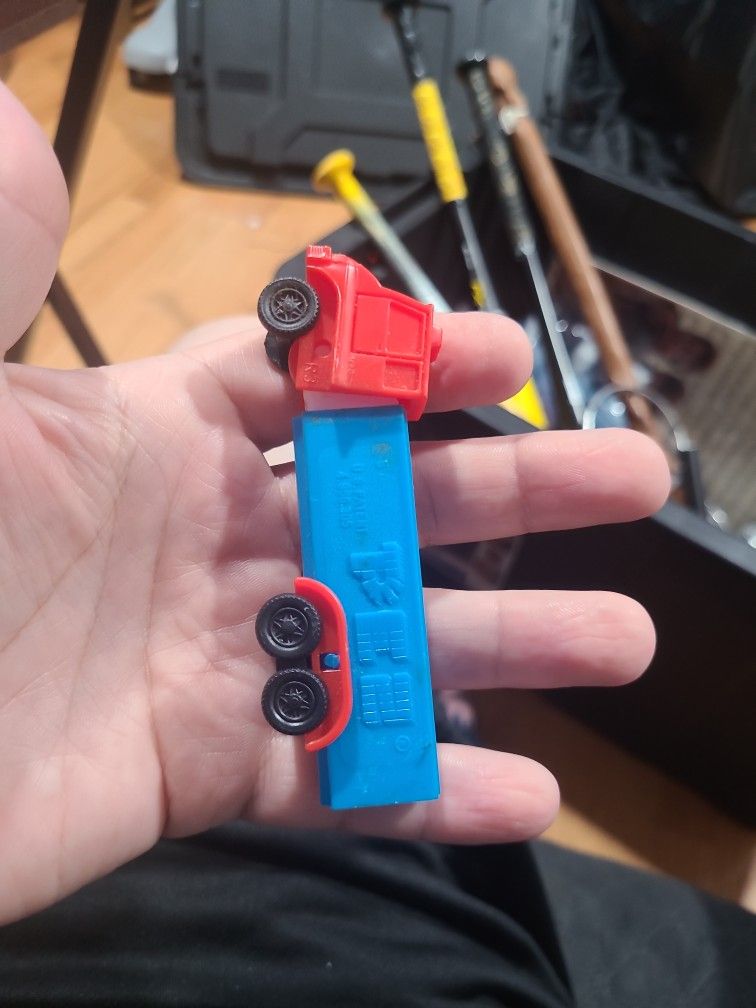 Vintage Red & Blue Truck Pez Dispenser No Feet VTG Semi Candy Dispenser