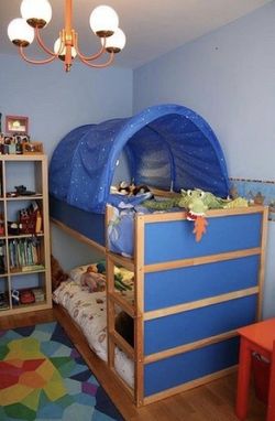 Ikea Kura -reversible bunk/loft bed (white/blue)/Twin--WITH STAR TENT COVER
