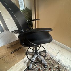 Primy Drafting Chair - Black Tall Office Chair with Flip-up Armrests | Executive Ergonomic Computer Standing Desk Chair Includes Lumbar Support & Adju