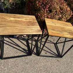 2 Metal Frame End Tables 