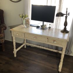 Vintage Shabby Chic Crackle Desk Spiral Legs
