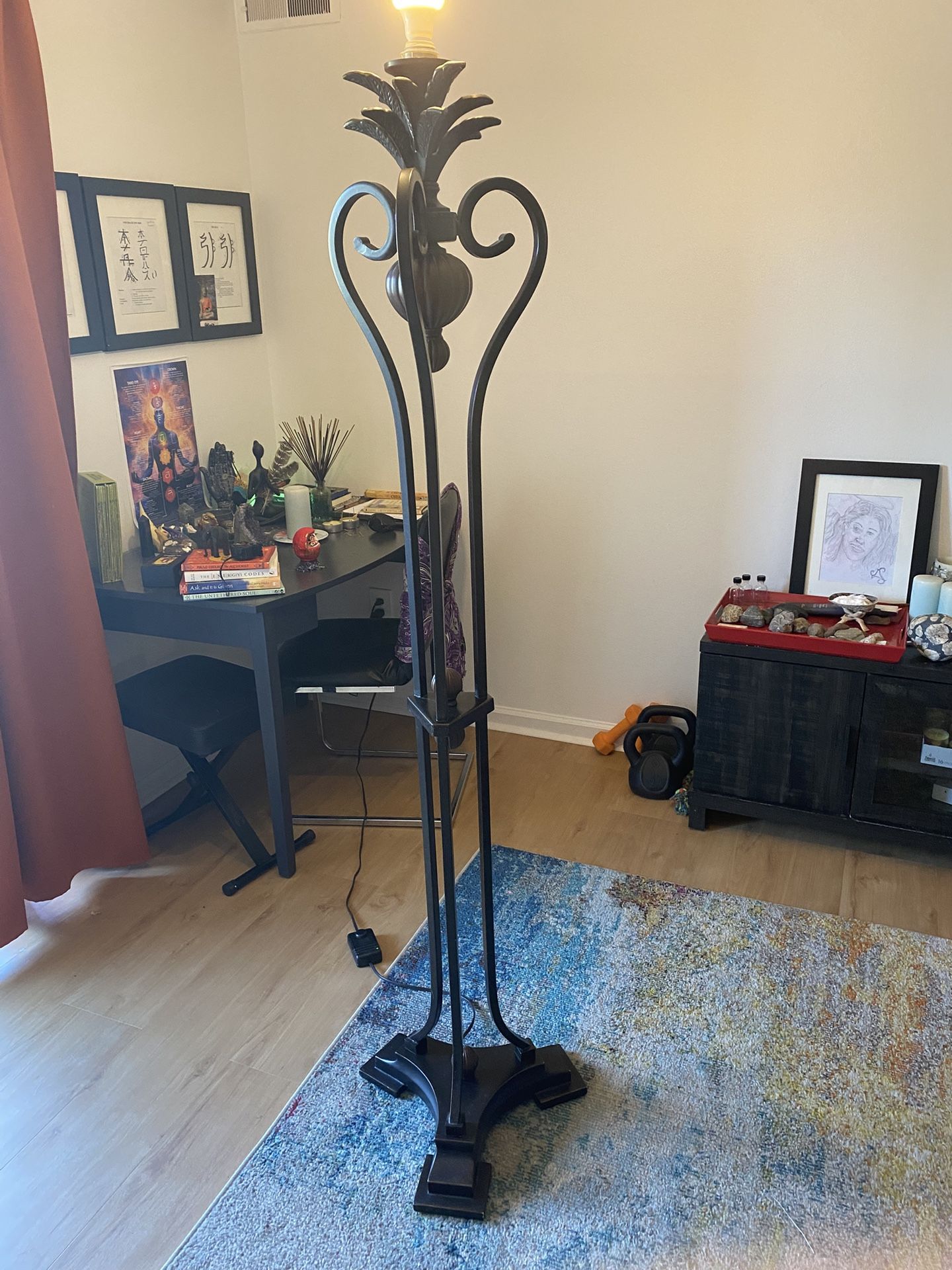 Vintage Wrought Iron Floor Lamp 