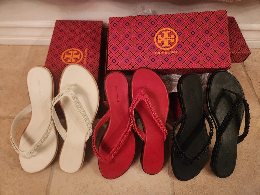 Tory Burch Leather Sandals Flip Flops 200 For 3 Pairs