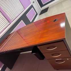 Modern Executive Desk with File Cabinet