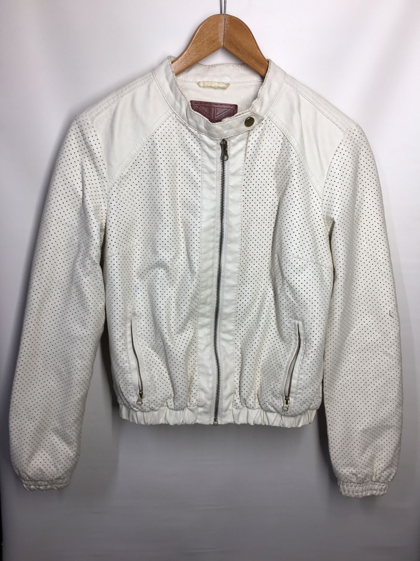Miss London white moto jacket