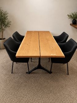 Modern White Raw Oak Dining Table Set
