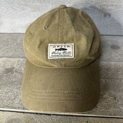 Orvis Hat Brown Waxed Canvas Cap Fishing Tackle Manchester Vermont Strapback