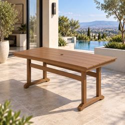 66” Outdoor Dining Table – Light Brown – New