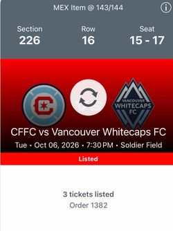Chicago fire vs Vancouver(3 tickets)